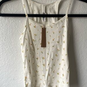 SKIMS Floral Cotton Ribbed Cropped Cami & High Waisted Leggings Set